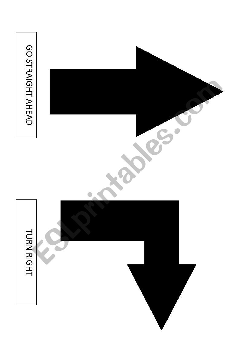 Direction flashcards worksheet