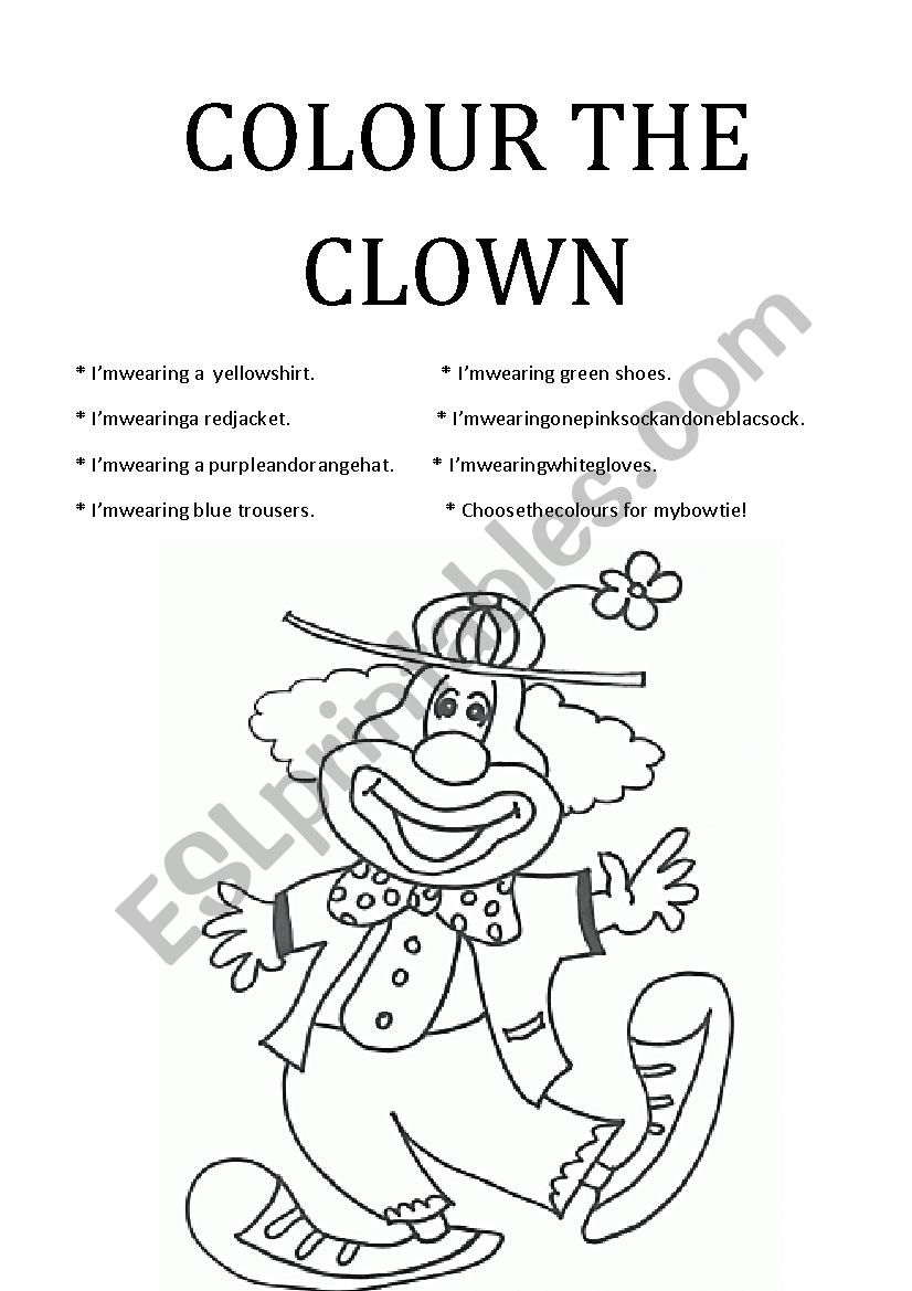 COLOUR THE CLOWN worksheet