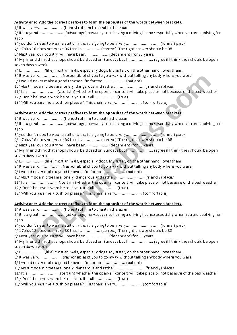 worksheet about prefixes worksheet