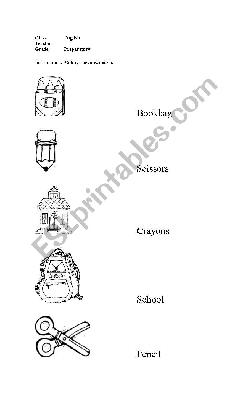 school items worksheet