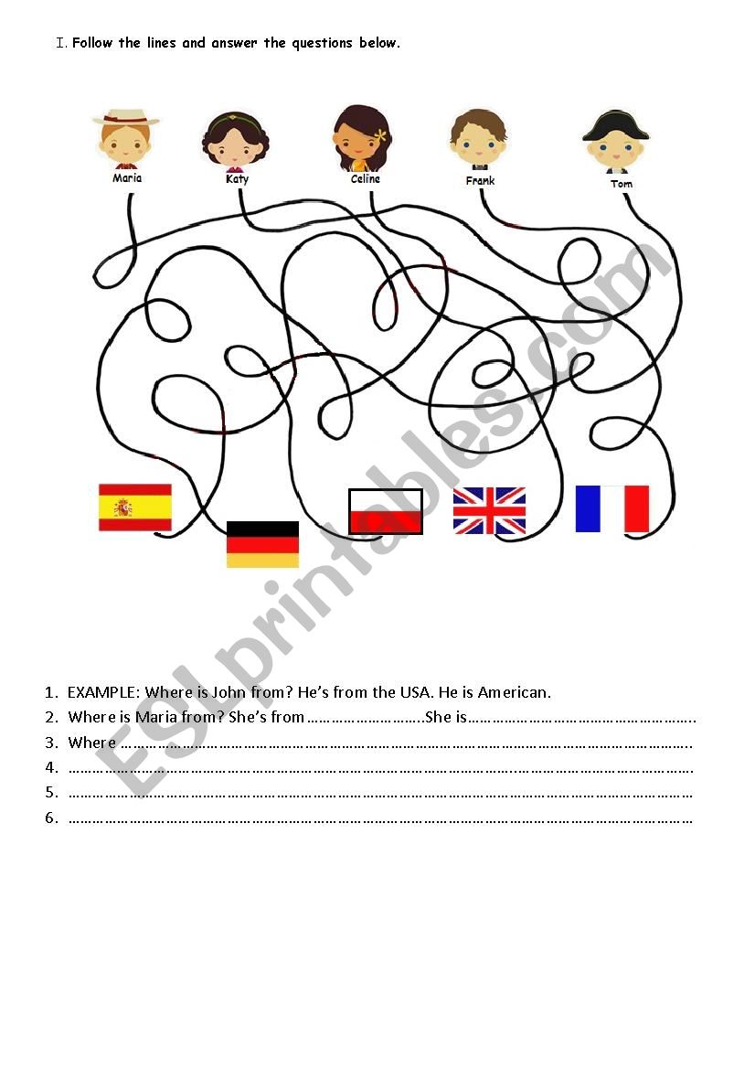 Countries and Nationlities worksheet