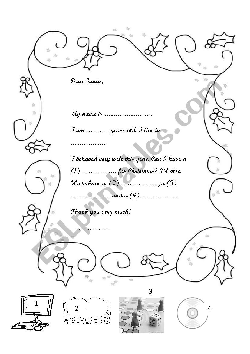 Letter to Santa worksheet