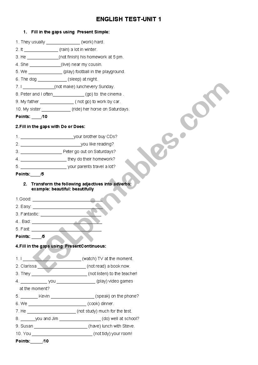 english test young learners2 worksheet