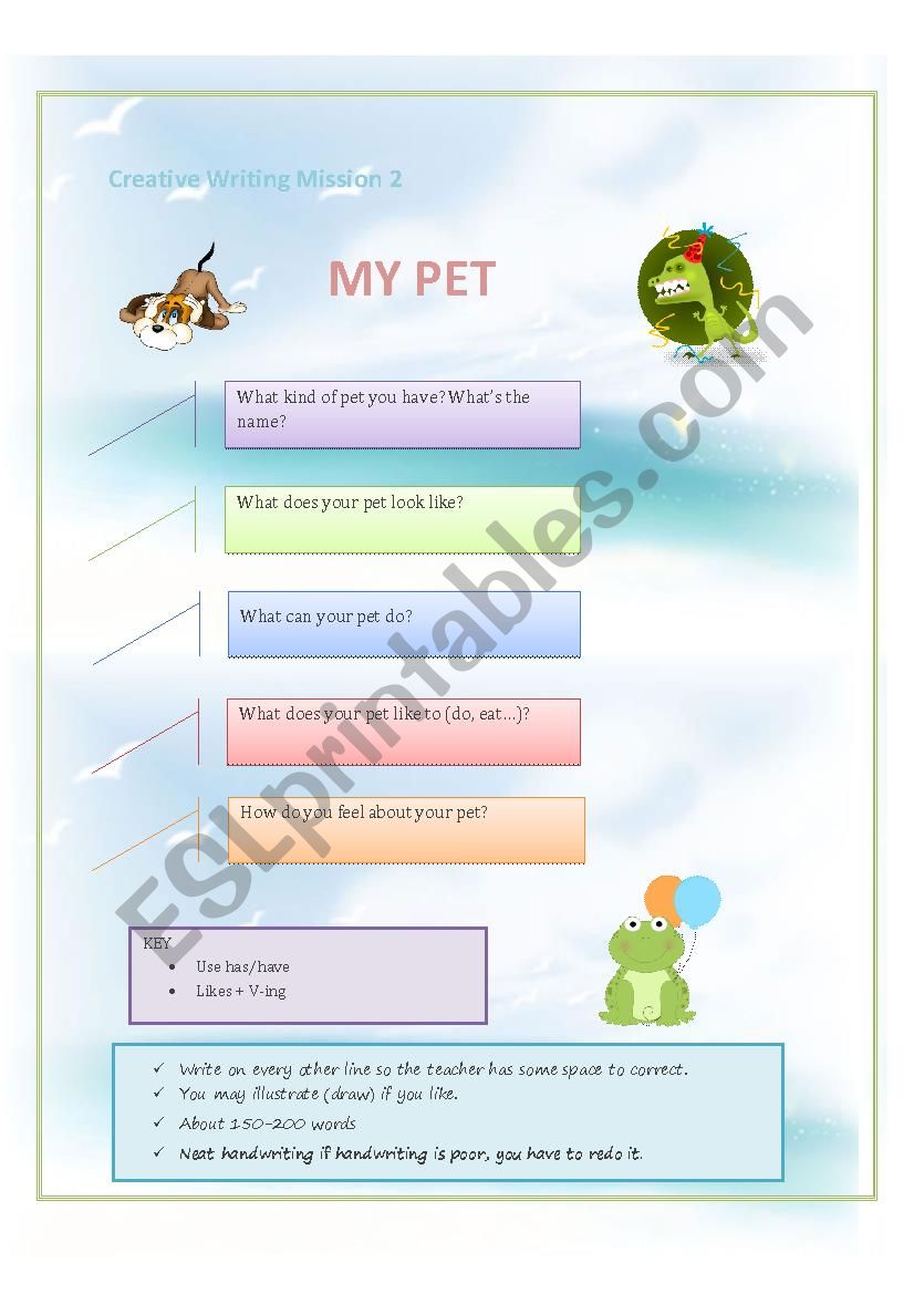 Creative Writing ( My Pet) worksheet