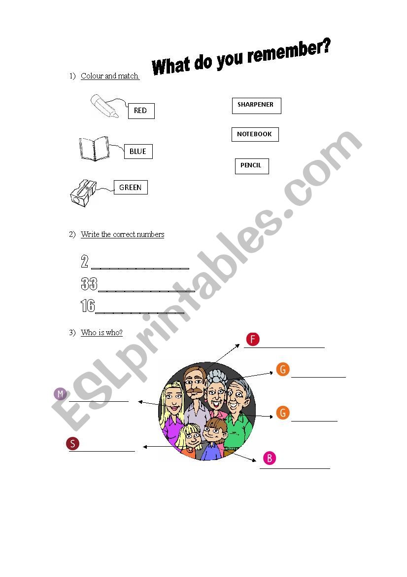 What do you remember? worksheet