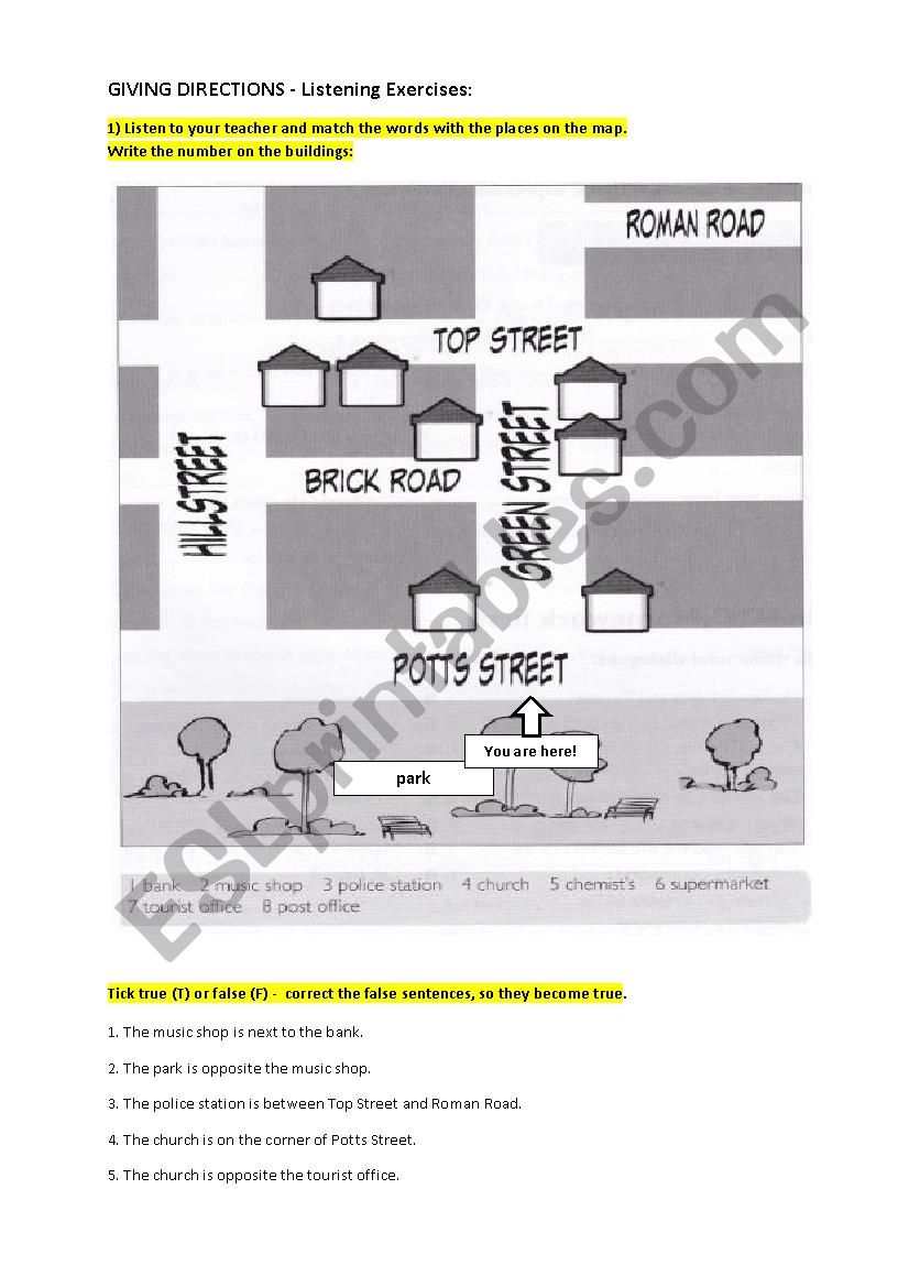 Giving Directions: Listening Exercises