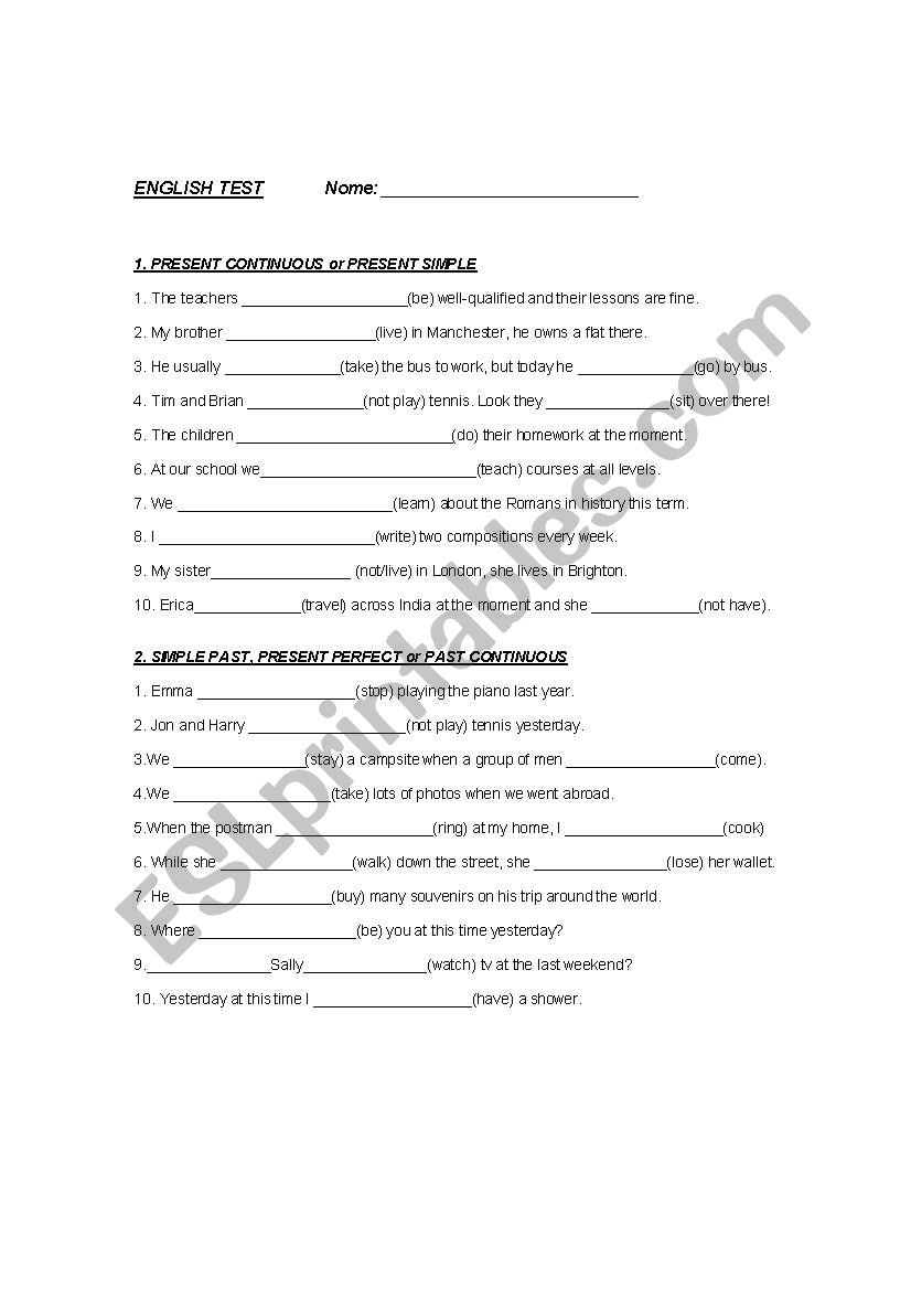 ENGLISH TEST2 worksheet