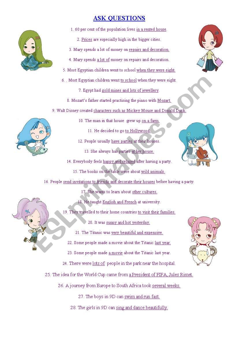  ask questions - simple past- present simple- present continuous