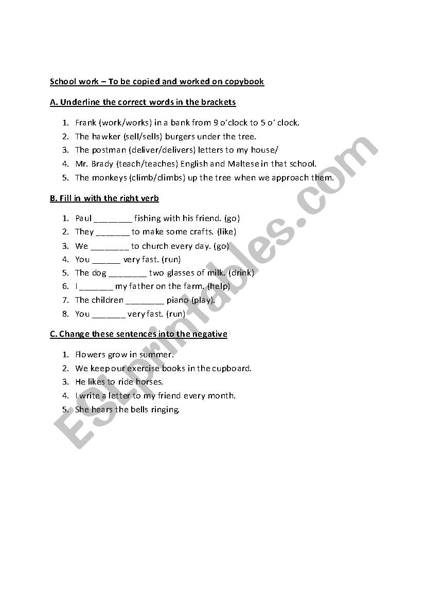 Present Simple worksheet