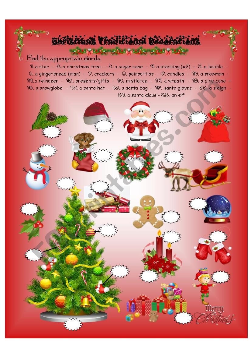 Christmas Decorations worksheet