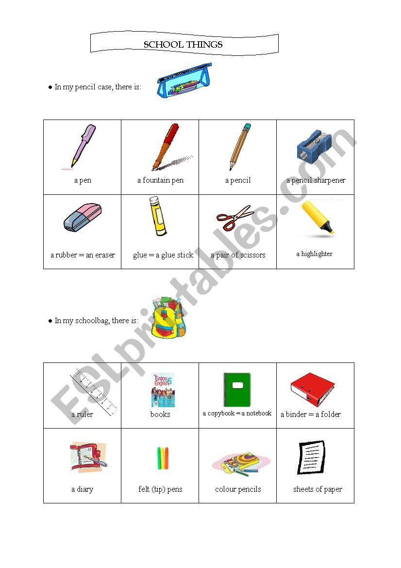 Schoolthings worksheet