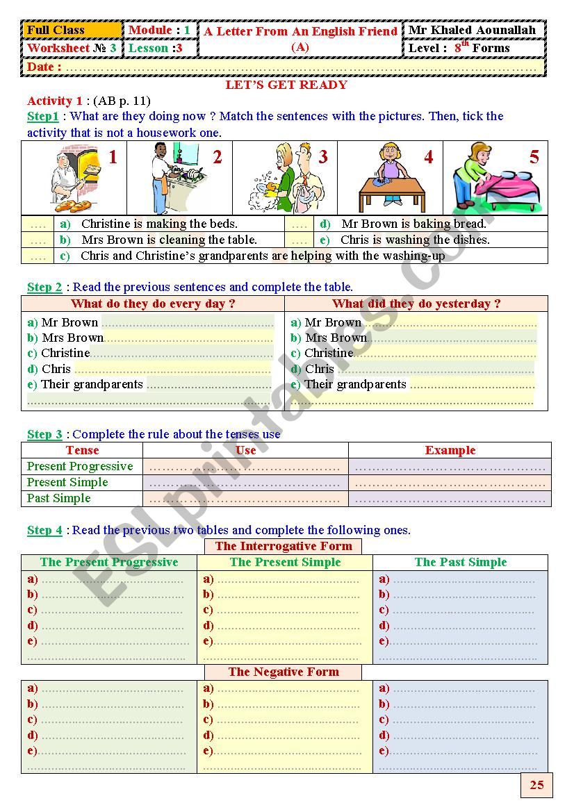 Present Simple + Present Progressive + Simple Past + Reading Comprehension