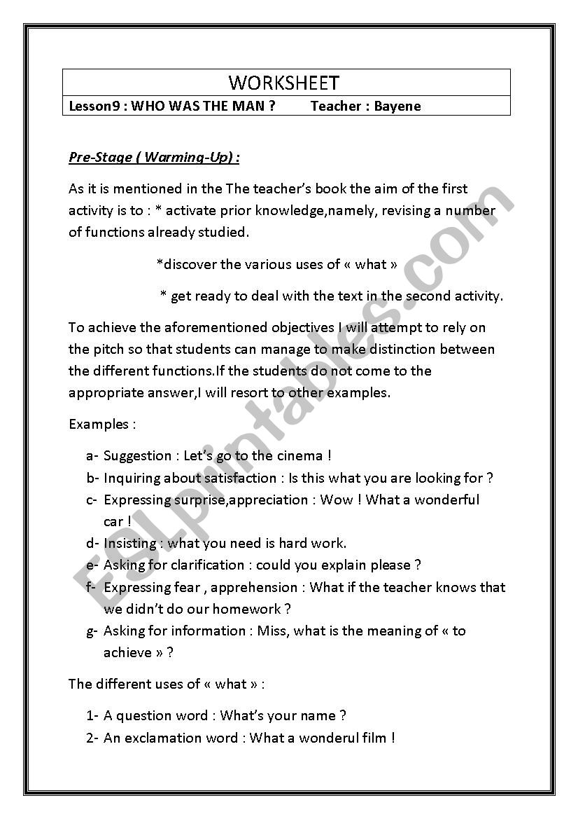 Lesson Plan worksheet