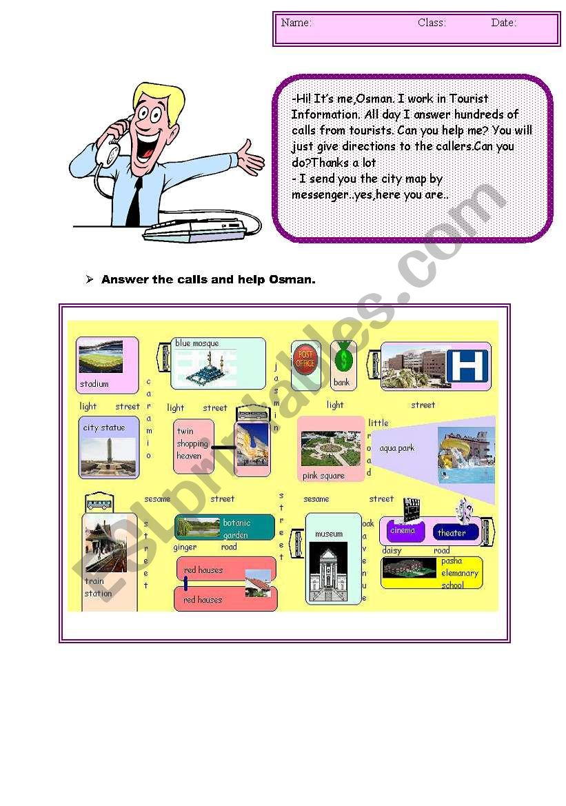 giving directions worksheet