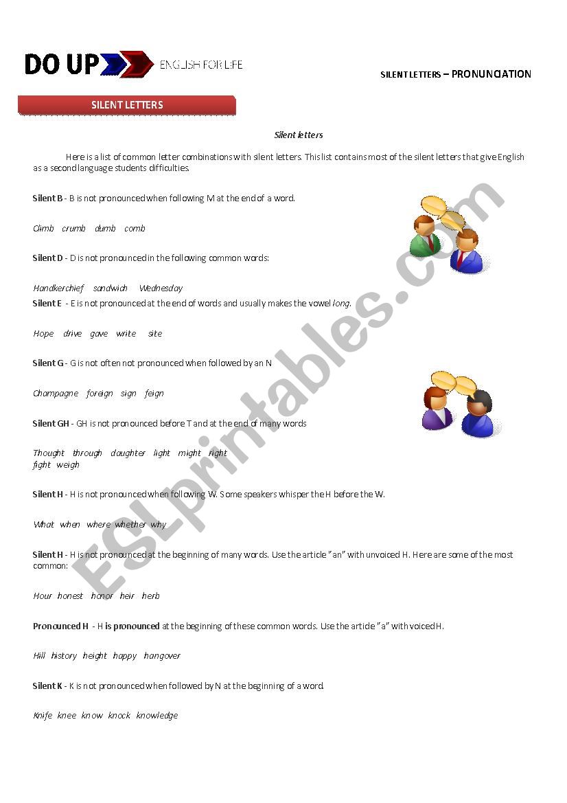 Silent letters worksheet