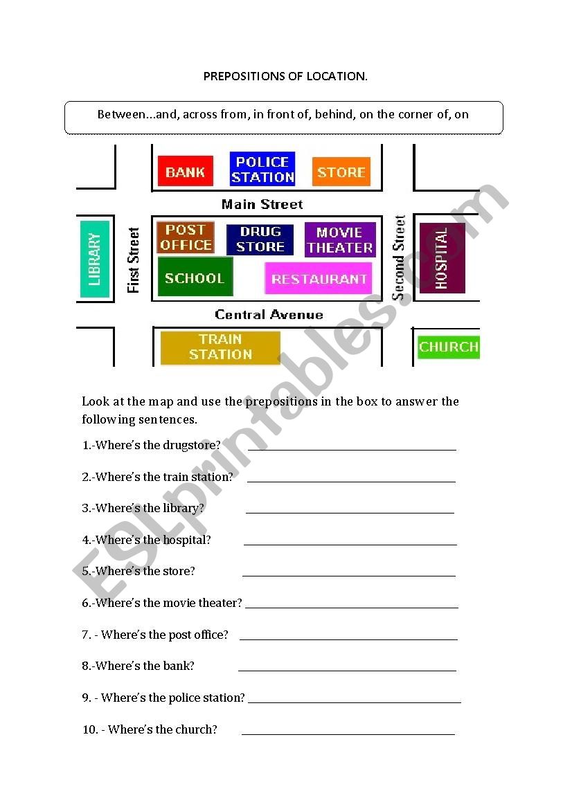 prepositions of location worksheet