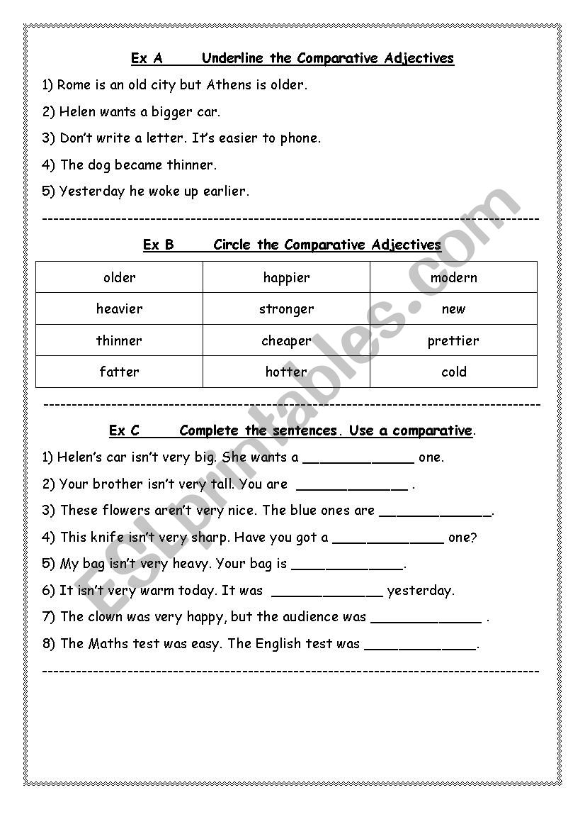 Comparative Adjectives worksheet