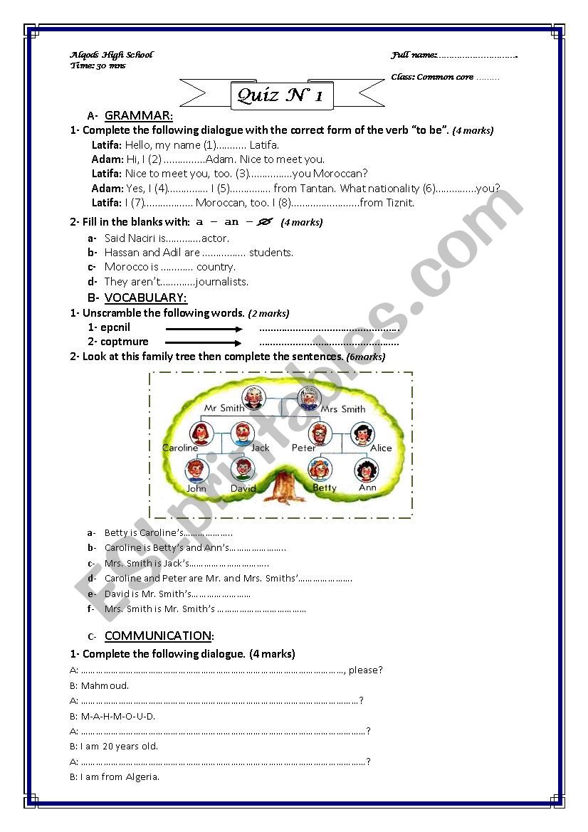 Quiz for beginners worksheet