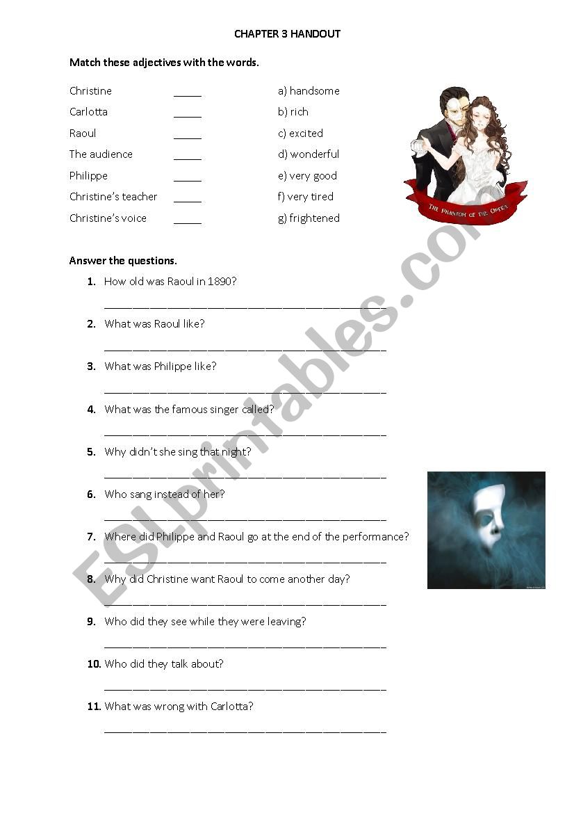 The Phantom of the Opera Chapter 3 Worksheet