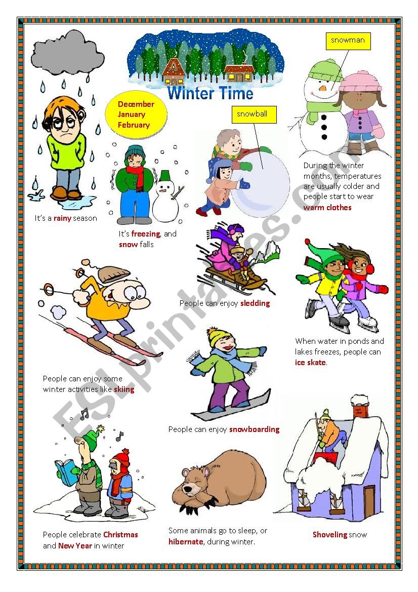 Winter time. worksheet