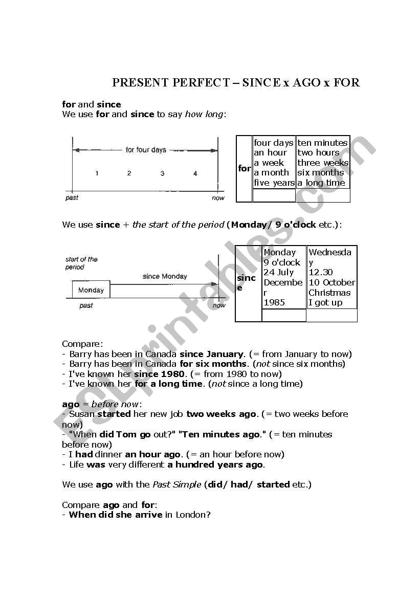 Present Perfect - Since vs For 