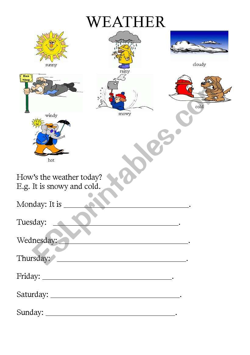 Weather diary worksheet