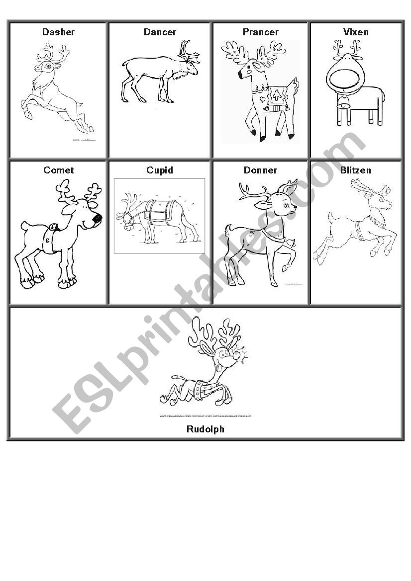 Reindeer names  worksheet