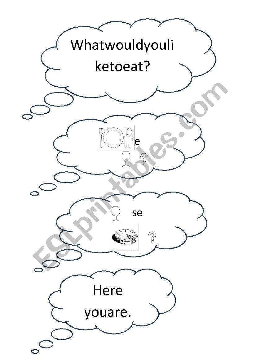 Reataurant - dialogue prompts worksheet
