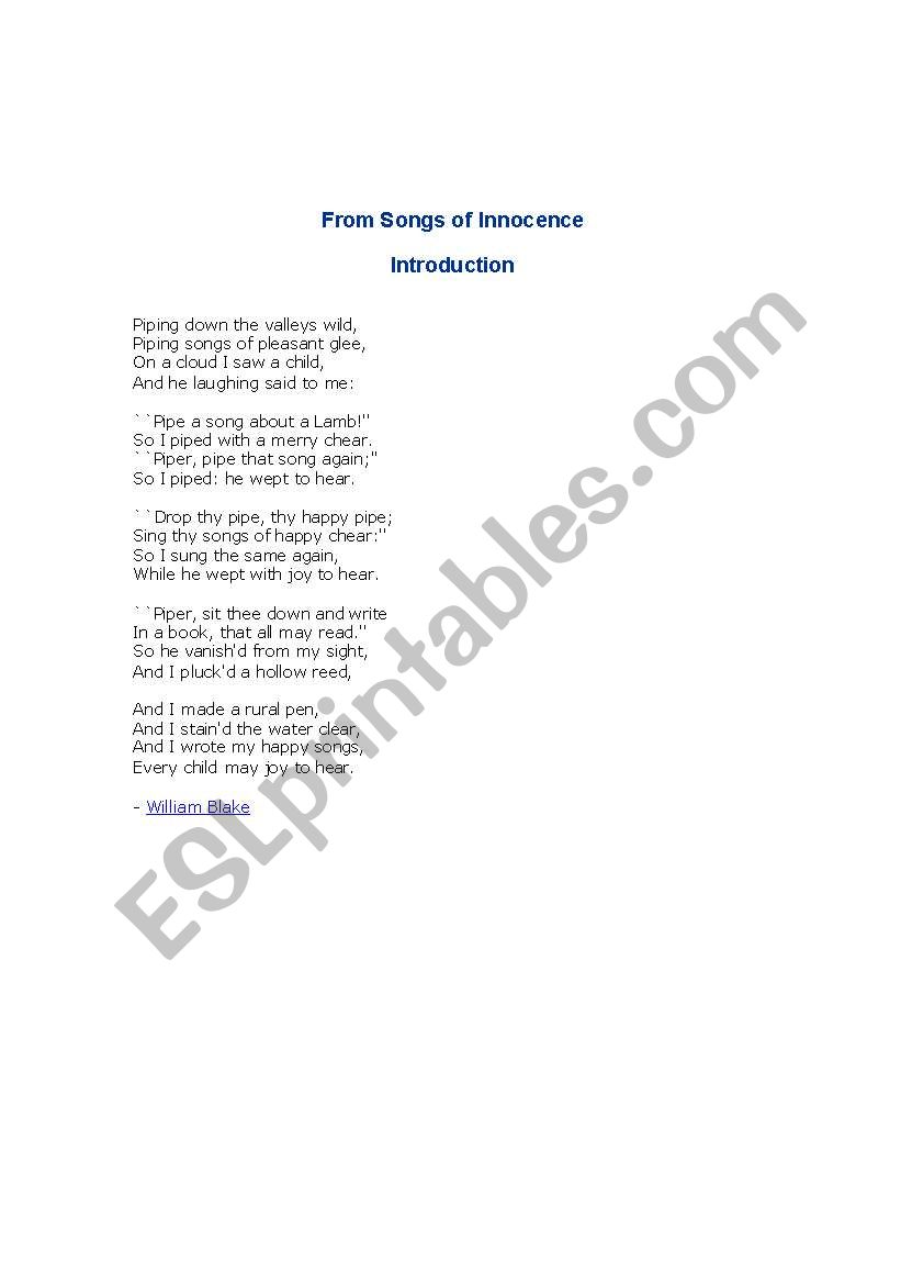 poem worksheet