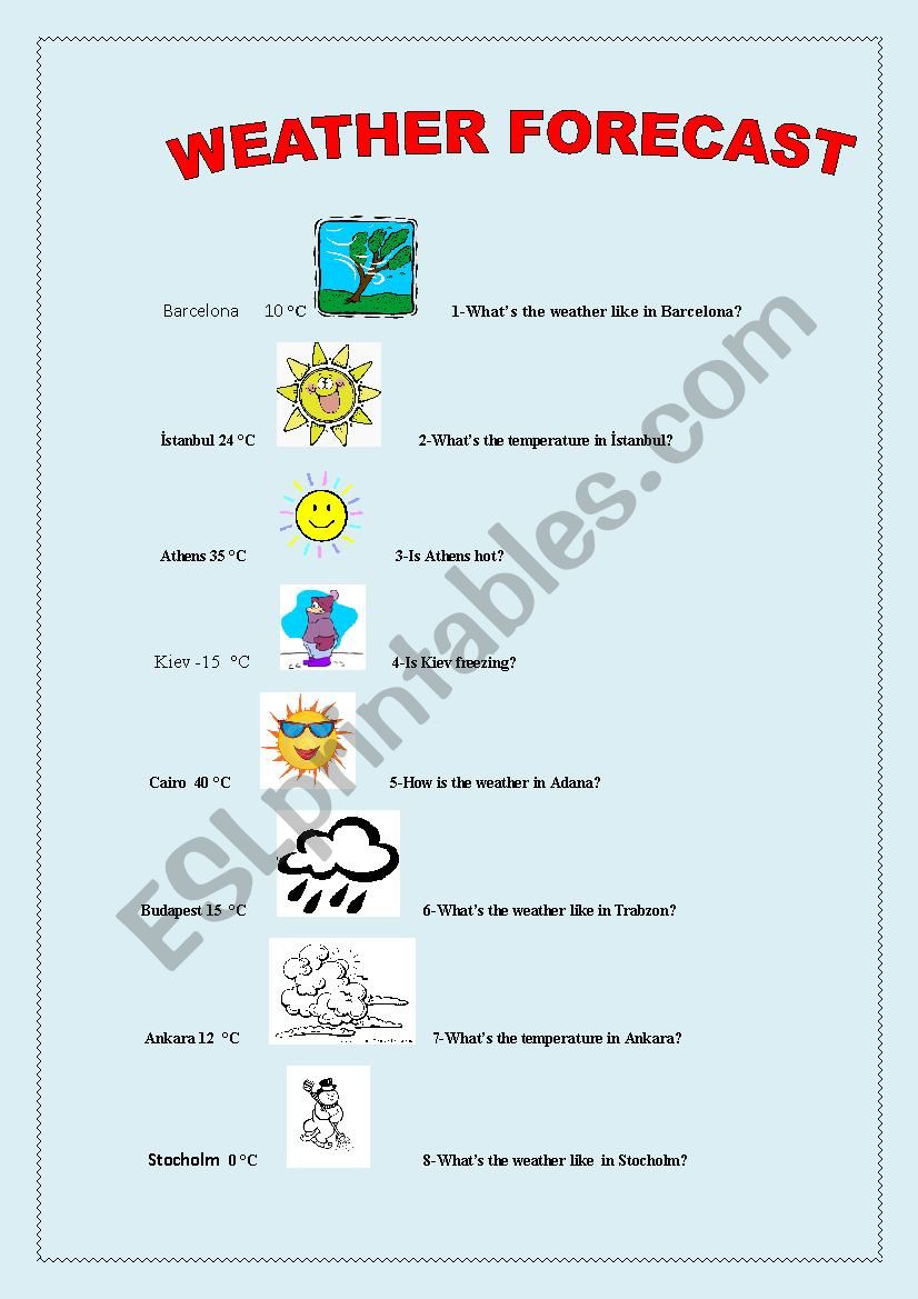 WEATHER FORECST worksheet