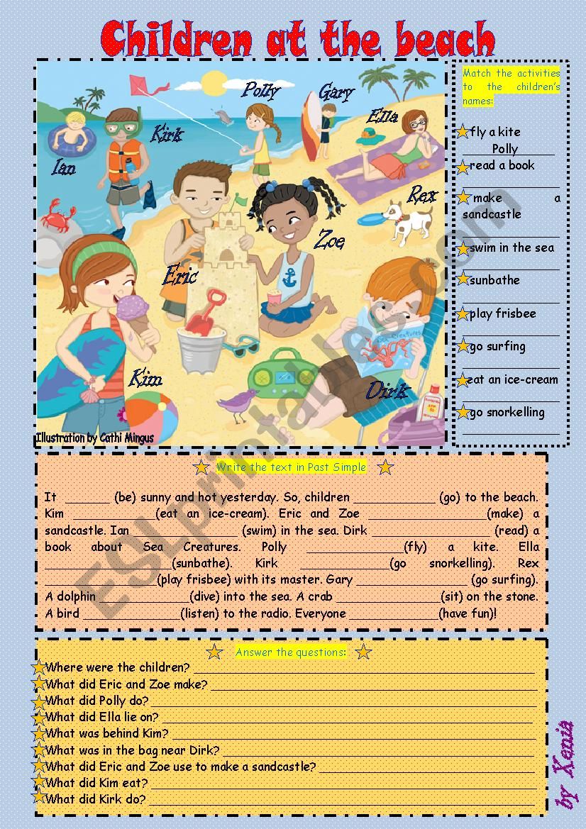 Children at the Beach worksheet