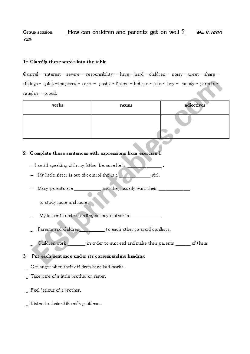 how to get on well toghether worksheet