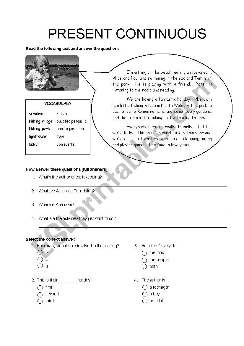 Reading Comprehension worksheet