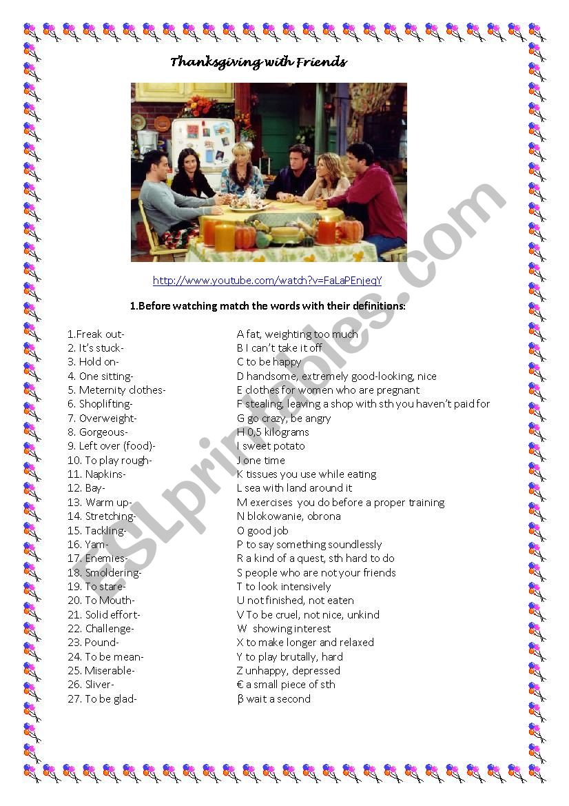 Thanksgiving with Friends worksheet