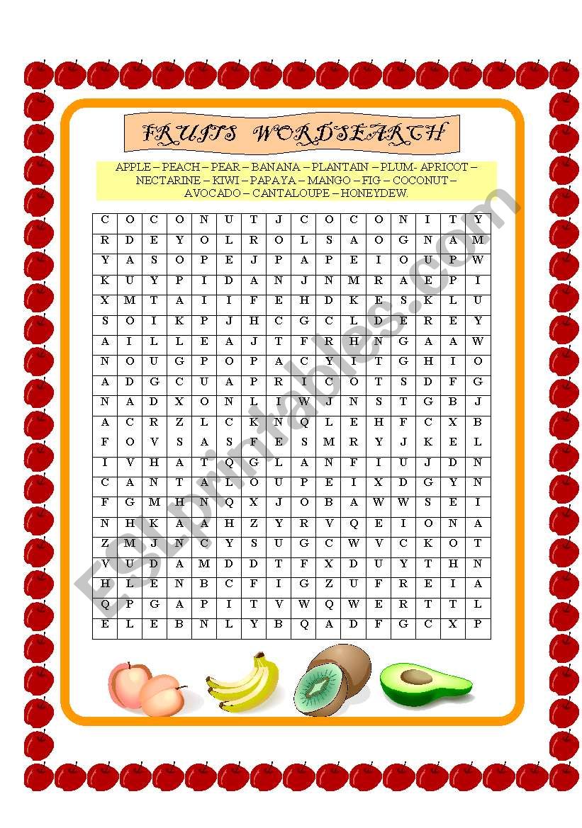 FRUITS WORSEARCH worksheet