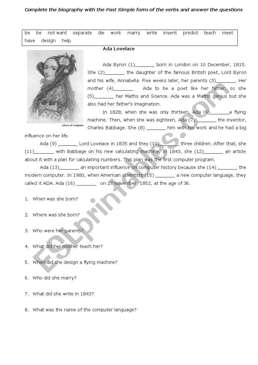 Simple Past worksheet