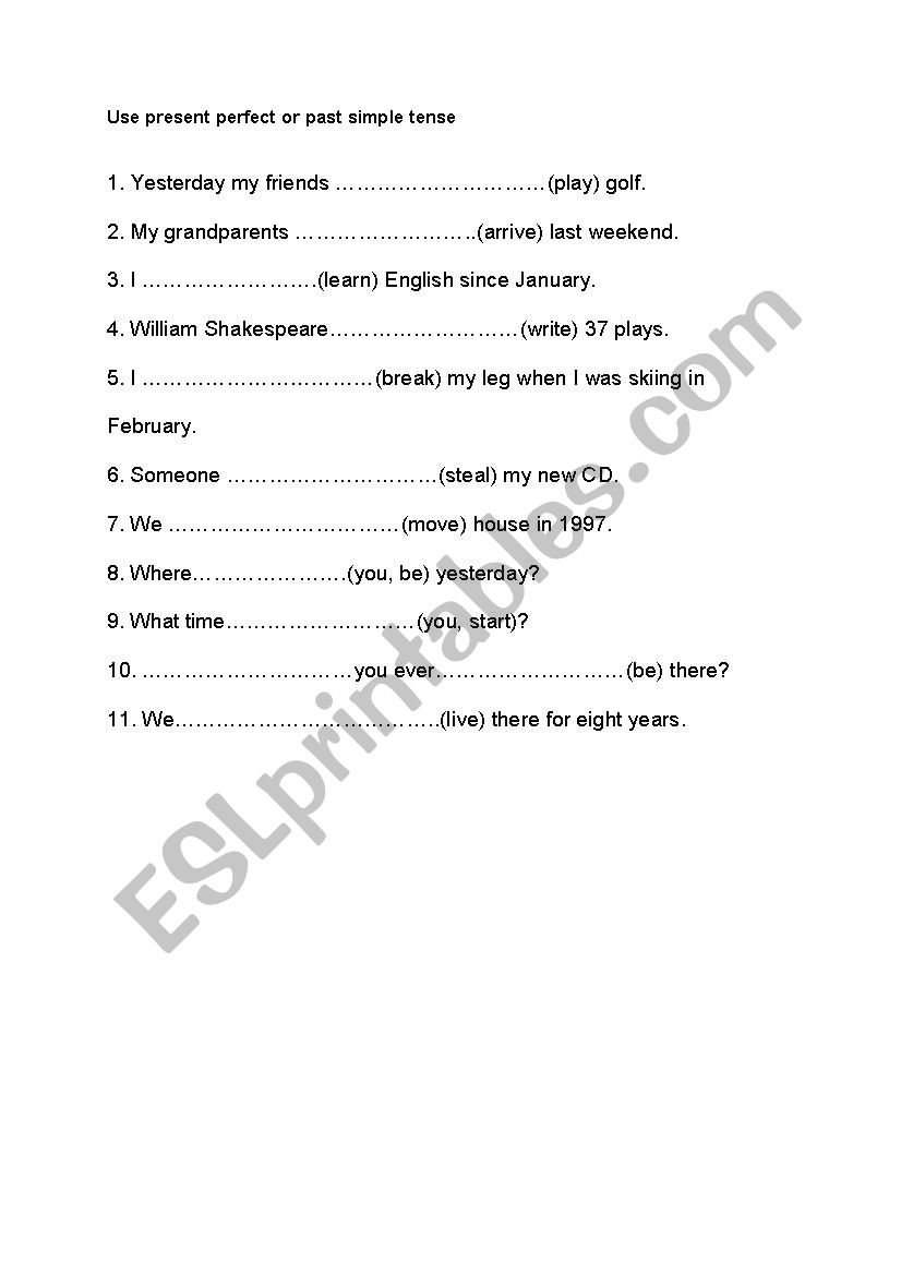 present perfect vs. past simple