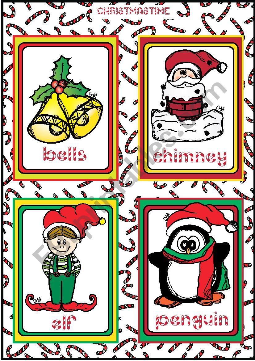 Christmas FLASHCARDS 1 - 5  worksheet