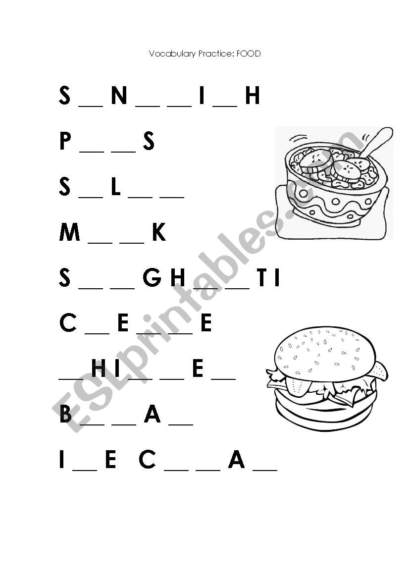 Food worksheet