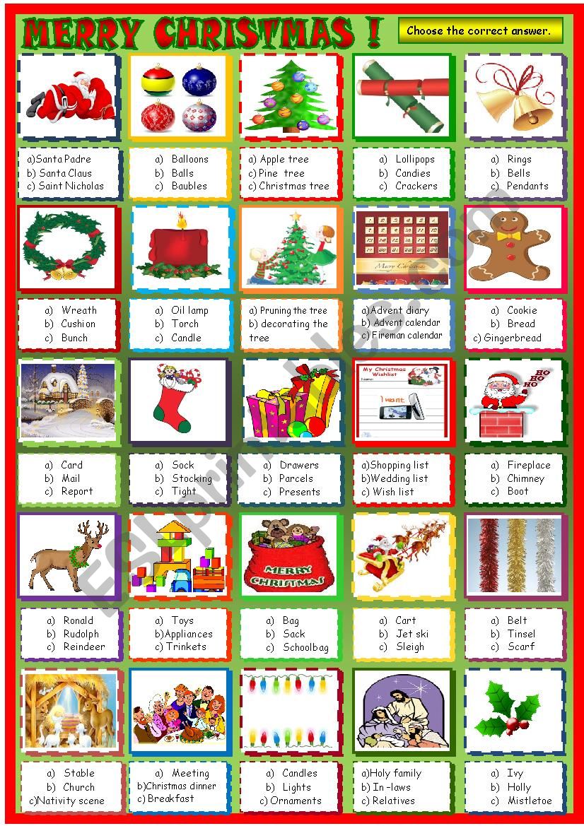 Christmas , multiple choice actiivty 3