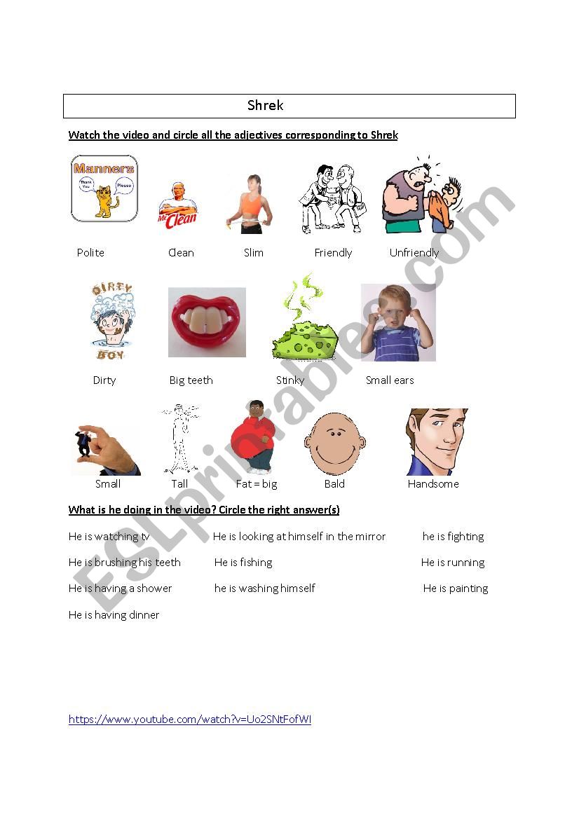 Shrek worksheet