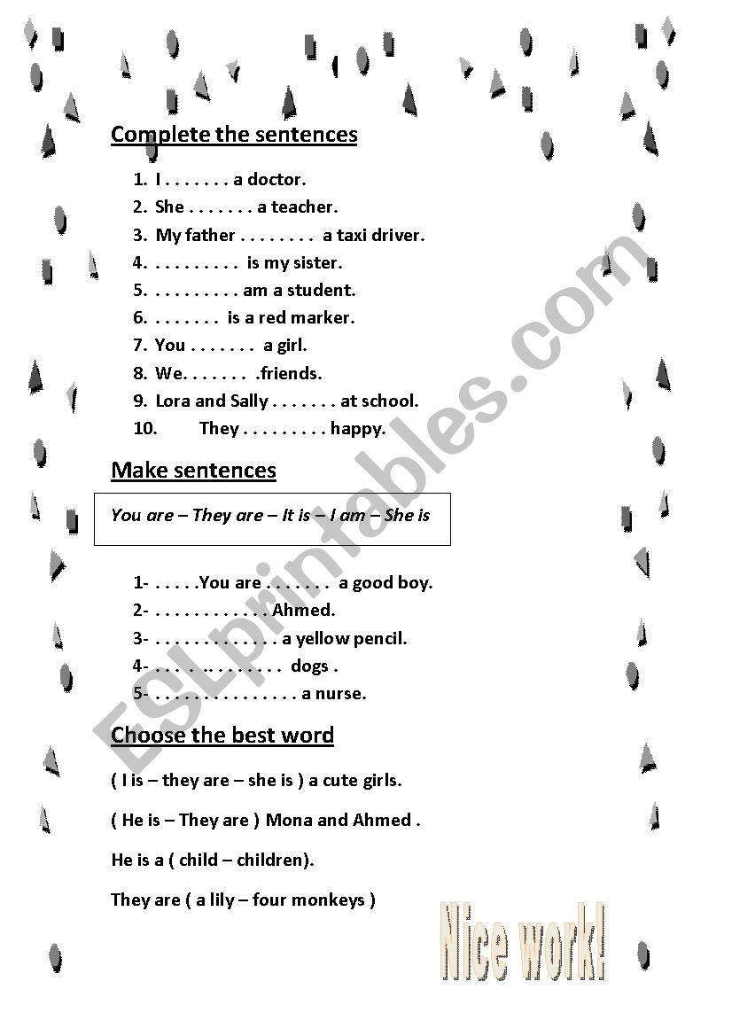 Verb to be worksheet