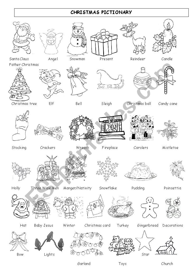 Christmas Pictionary worksheet