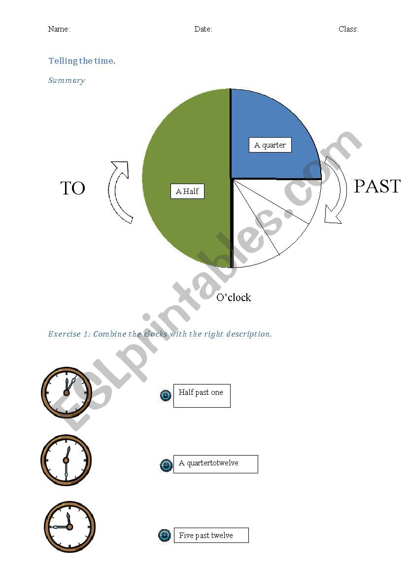 Telling the time worksheet