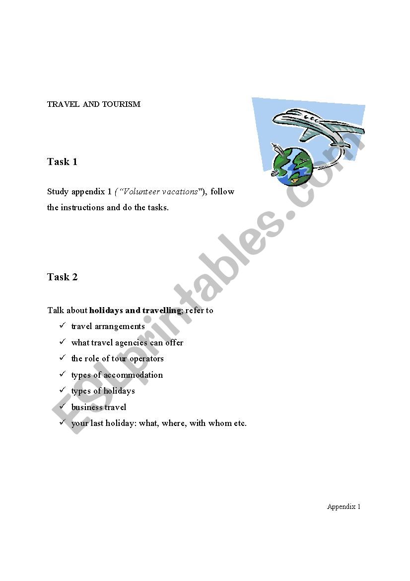 holidays & travelling worksheet