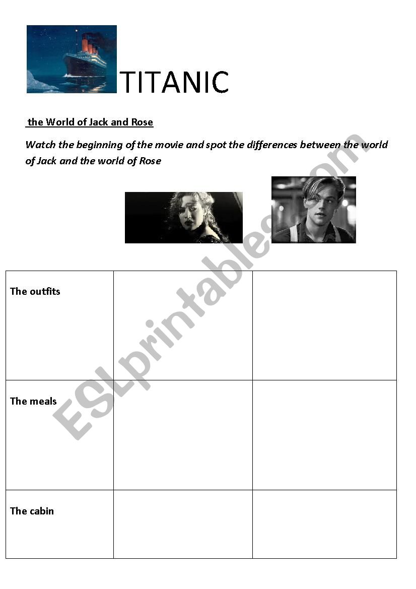 Titanic  worksheet
