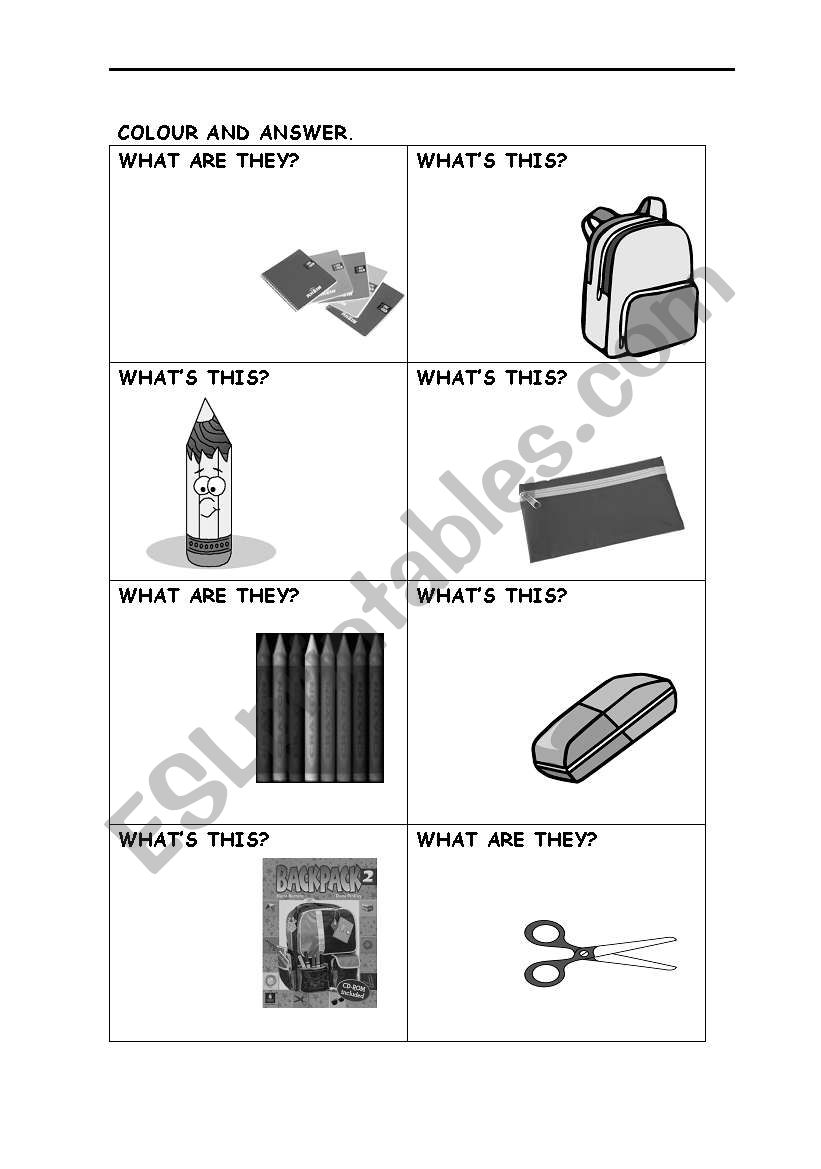 SCHOOL TOOLS worksheet