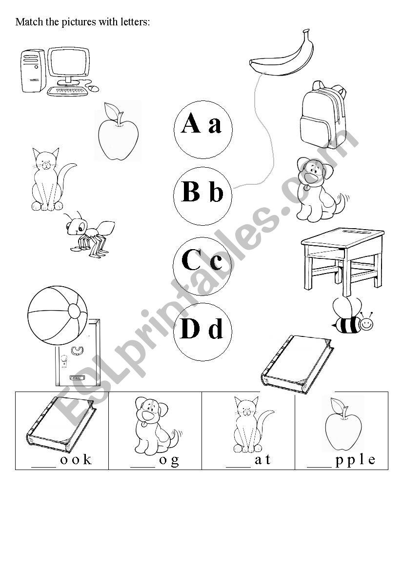 alphabet / phonics a b c d worksheet