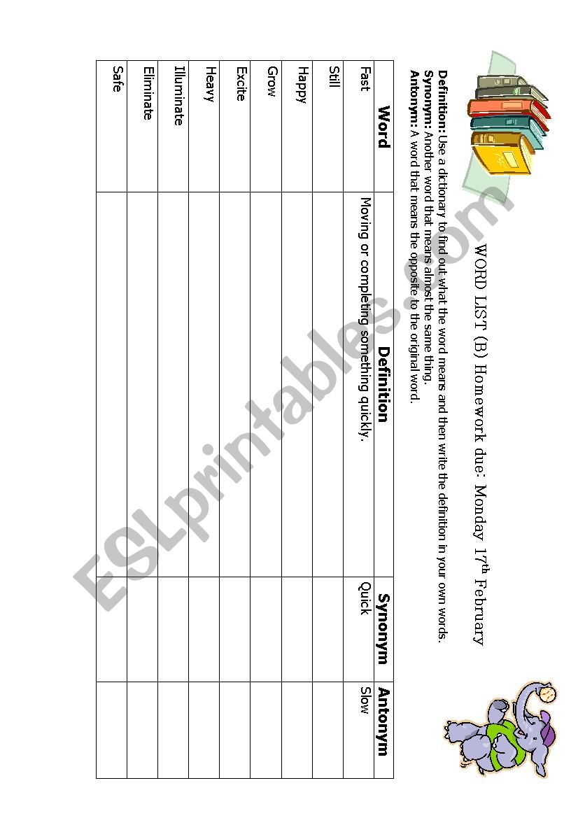Antonyms and Synonyms worksheet