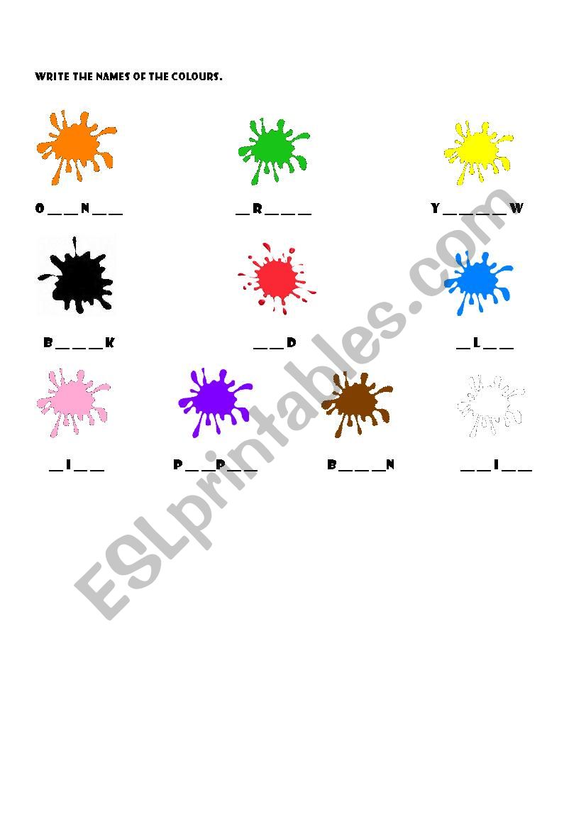 Colours worksheet